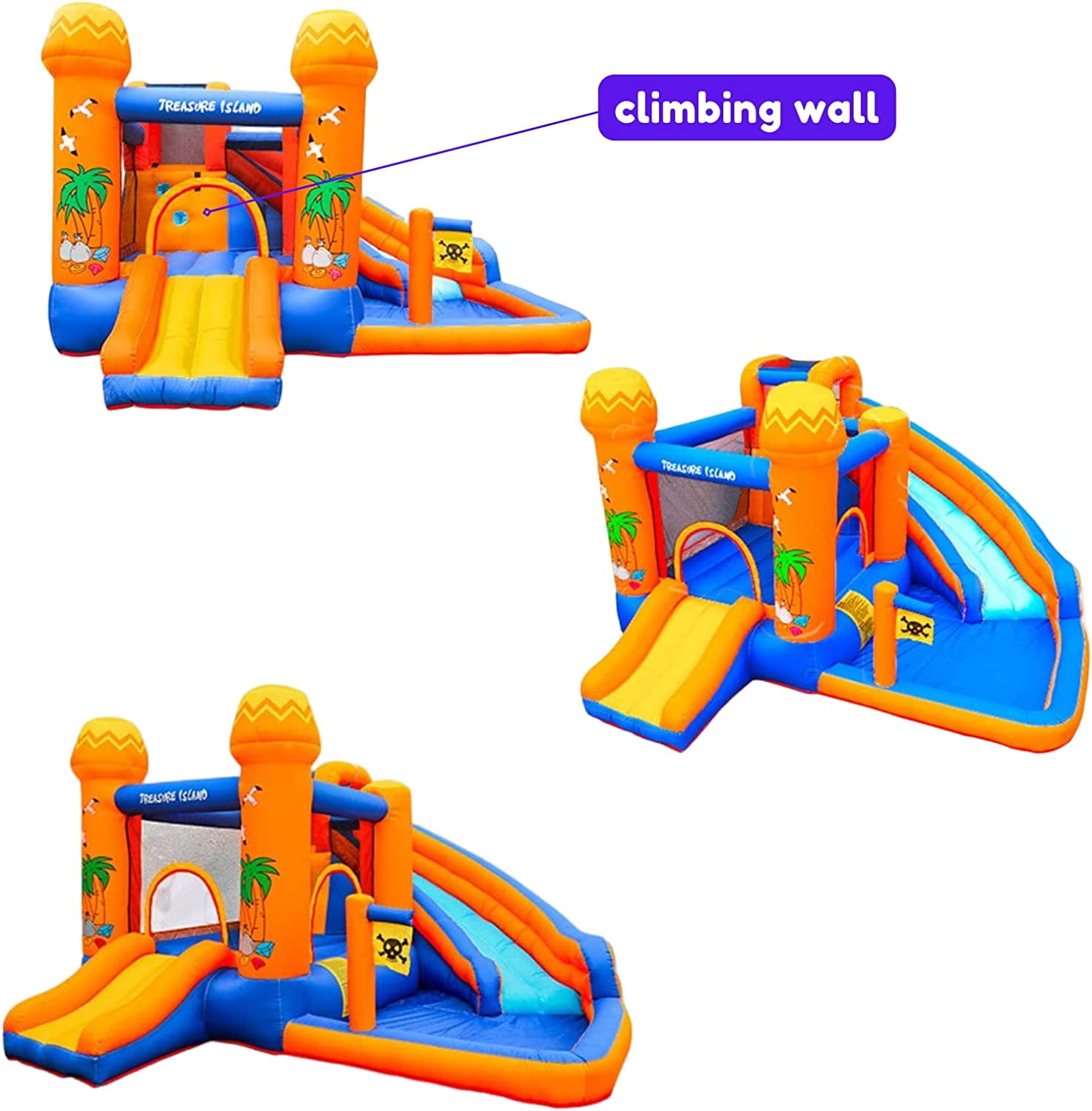 Arlopu Inflatable Bounce House Water Slide with Blower, Outdoor Backyard Jumping Castle Inflatable Play Water Park with Splash Pool for Kids 2-8 Years