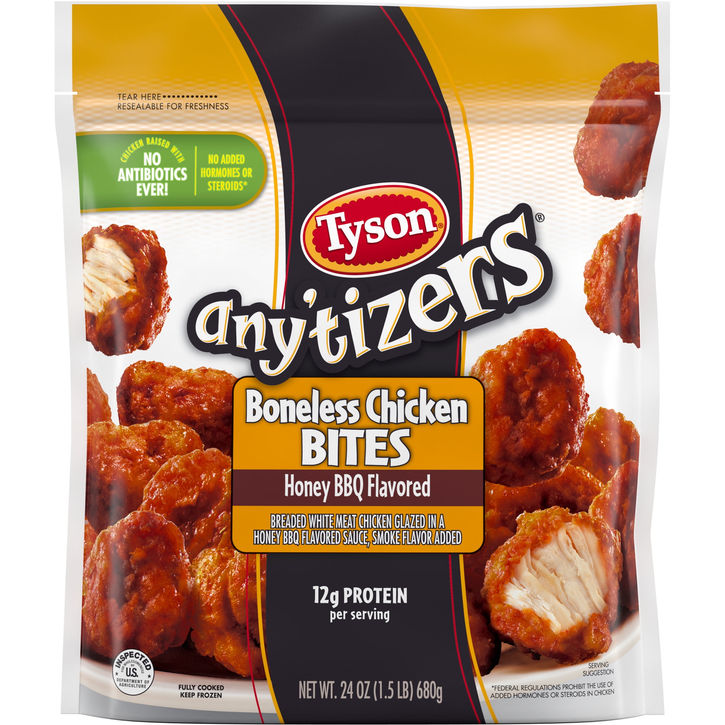 Tyson Any'tizers Honey BBQ Boneless Chicken Bites, 1.5 lb Bag (Frozen)