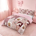thumbnail image 2 of meiyoeat Farm Animal Horse Cow Bedding,Romantic Pink Flowers Duvet Cover Full For Girl,Reversible,3-Piece,1 Duvet Cover and 2 Pillowcases, 2 of 6