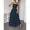 thumbnail image 2 of Navy Blue Womens Backless Spaghetti Strap Maxi Dress With Cross-Back Detail, 2 of 8