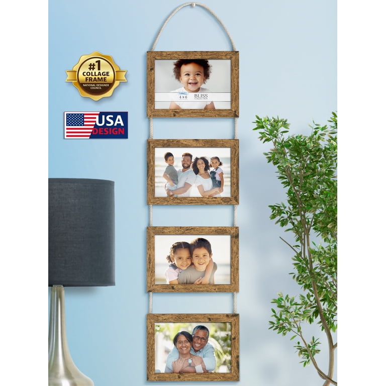 Icona Bay 4x6 Rustic Wood Hanging Photo Frames Set of 4 photo 1