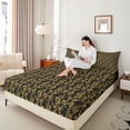 thumbnail image 4 of Feelyou Gold Boho Snake Queen Sheet Sets, Rustic Mandala Damask Bed Set, 4 Pieces, 4 of 7