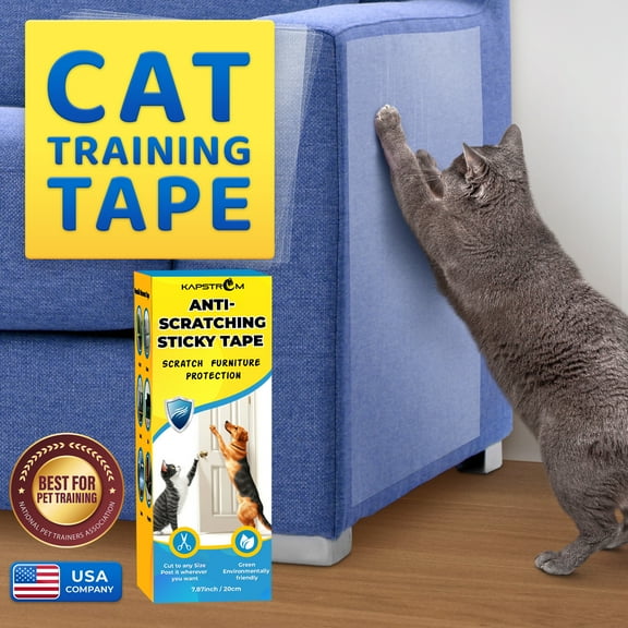 Cat Scratch Furniture Protector Tape Roll, Single-Sided, 10 Ft Long, 7.8" Wide by KapStrom