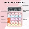 thumbnail image 3 of Mechanical Switch Calculator with Big Buttons, Calculators Desktop, 12 Digits, Large LCD Display, Desk Calculator, Cute Pink Calculator for Teachers Students Basic Office (Pink), 3 of 7