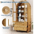 thumbnail image 4 of Litake 71" Tall Arched Bookshelf, Modern Bookcase with 2 Drawers, Glass Door and Adjustable Shelf, Wooden Display Cabinet, Versatile Bookshelf Kitchen Storage Pantry for Living Room, Bedroom- Natural, 4 of 8
