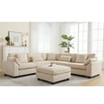 6 Seat Sectional Couches, Oversized Corduroy Modular Couch with Ottoman