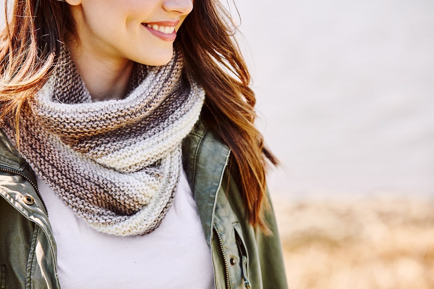 Lion Brand Yarn Scarfie Evergreen/Pearl Grey Bulky Acrylic, Wool Multi-color Yarn 3 Pack