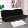 thumbnail image 4 of SHANNA Velvet Futon Cover Stretch Armless Sofa Bed Slipcover Full Size Couch Cover Thick Velvet Fabric Sofa Shield Futon Cover ( Black ), 4 of 8