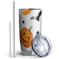 thumbnail image 2 of 20oz Tumblers Halloween Pumpkins Bats and Stars Stainless Steel Vacuum Insulated Double Wall Travel Tumbler Cups Mug with Lid and Straw,Cleaning Brush for Cold & Hot Drinks, 2 of 7