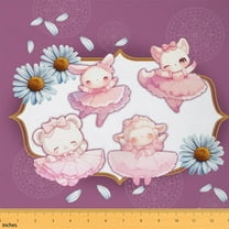 Manfei Cute Kawaii Wildlife Sewing & Crafting Fabric (1 Yard) for Girls, Daisy Home Decor Fabric by the Yard, Pink DIY Fabric