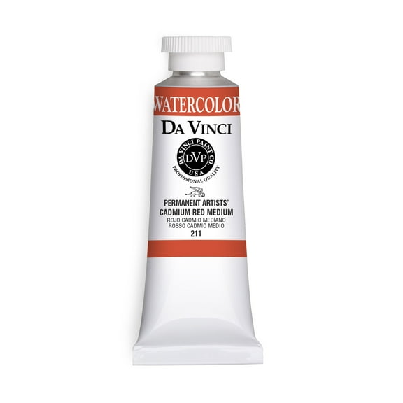 Da Vinci Paints Professional Watercolor, 37ml Tube, Cadmium Red Medium