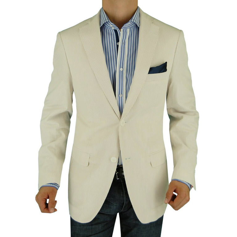 het formulier Barcelona Bewijzen DTI BB Signature Mens Italian Seersucker 2 Button Suit Jacket Stretch Blazer  - Walmart.com