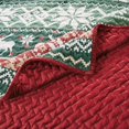 thumbnail image 4 of Benjara Reindeer 3pc King Size Quilt Set, Dutch Velvet Back, Red, Green Christmas, 4 of 5