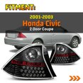 thumbnail image 3 of LED Black Clear Lens Tail Lights Rear Lamps Pair for 2001-2003 Honda Civic Coupe, 3 of 8