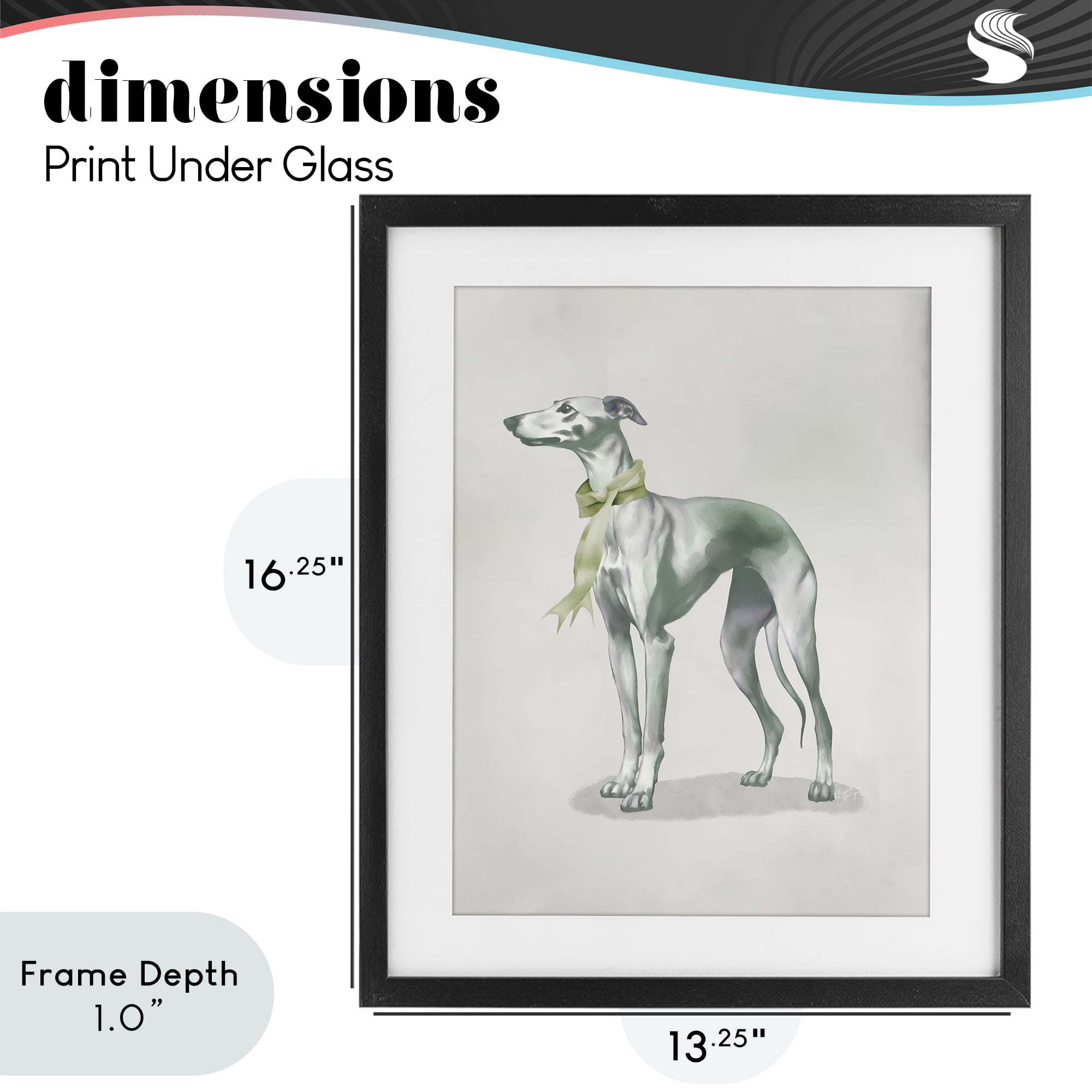 Stupell Industries Graceful Dog & Ribbon Black Framed Print Under Glass, design by Elizabeth Medley