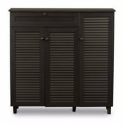 Baxton Studio Pocillo 3 Door Shoe Cabinet in Dark Brown