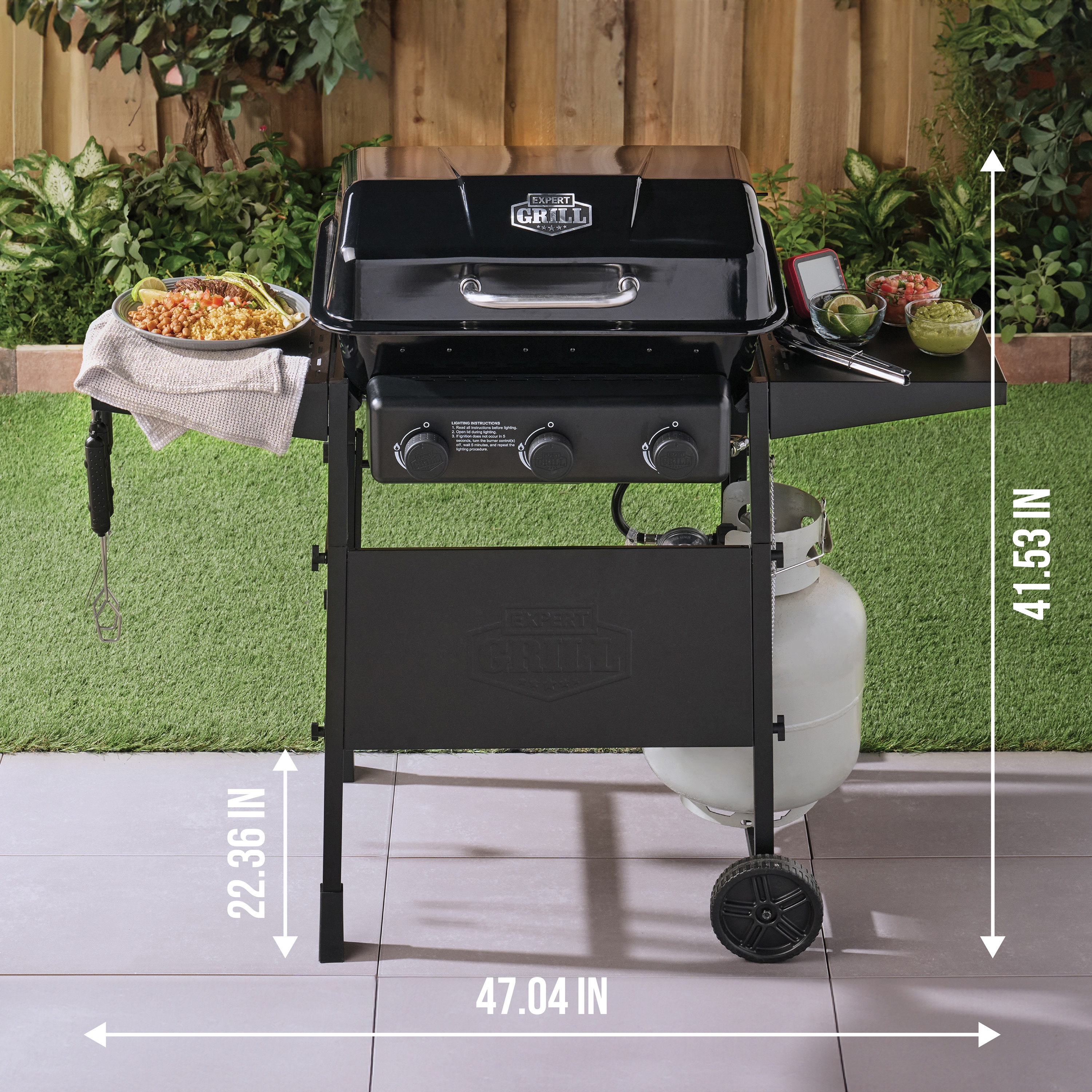 Expert Grill 3-Burner Propane Gas Grill with Side Shelves photo 8