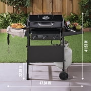 Expert Grill 3-Burner Propane Gas Grill with Wheels and Side Shelves, Black