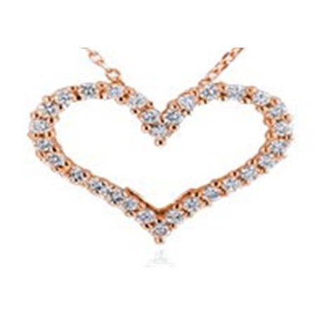 PW29039-0.33 14R G-VS-2 0.33 Classic 14K Rose Gold Heart Pendant, G VS-2 Round