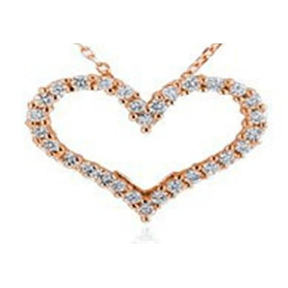 PW29039-0.25 14R G-VS-2 0.25 Carat Classic 14K Rose Gold Heart Pendant, G VS-2 Round