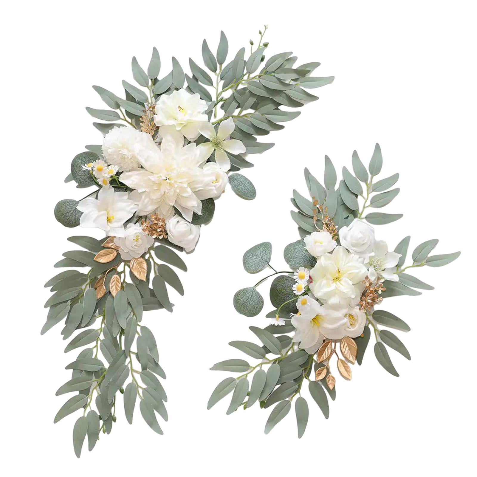 GUOOL 2 Pieces Wedding Arch Flowers Welcome Sign Decoration Corner Flowers Artificial Flowers for Ceremony Birthday Window Ornament White