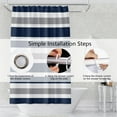 thumbnail image 6 of Stripes Fabric Bathroom Shower Curtain Dark Blue Grey Modern Aesthetics Minimalist Shower Curtain with Hooks Polyester Waterproof Abstract Artistic Shower Curtain Decor, 72x84 Inch, 6 of 6