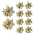 thumbnail image 2 of Five-Pointed Pine And Cypress Leaf Silver $10Pcs Christmas Gold Powder Flower Christmas Decorations Poinsettia Flower Head Double Layer Gold Powder Flower, 2 of 5