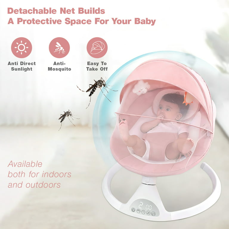Baby Swing,Bluetooth Baby Swing for Infants Portable Baby Swing for  Newborn, Electric Baby Swings with 5 Gears & Time Set & Music&Remote  Control
