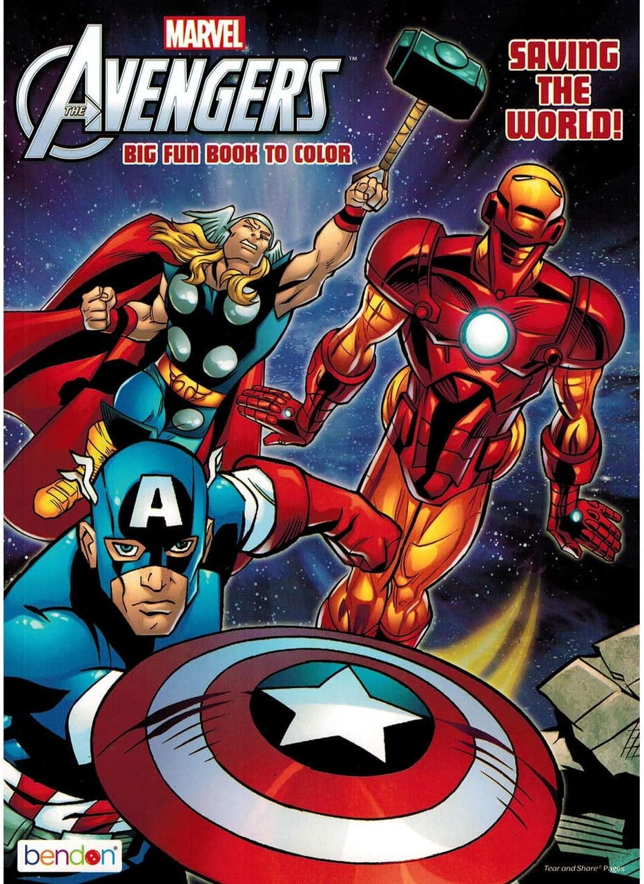 Bendon Marvel Avengers Big Fun Book to Color - Saving the World Giant Superheroes Coloring Book featuring Captain America, Iron Man, and Thor, ...