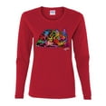 thumbnail image 2 of Wild Bobby, Colorful Rainbow Cat Animal Lover Womens Graphic Long Sleeve T-Shirt, Red, X-Large, 2 of 3