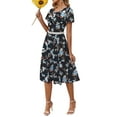 thumbnail image 5 of Fantaslook Summer Dresses for Women Casual Short Sleeve Pleated Dress Flowy Floral Dress with Pockets Flare Midi Sundress, 5 of 9
