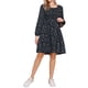 thumbnail image 2 of INSPIRE CHIC Vestidos de Cuello Cuadrado para Mujeres, Vestido Midi con Mangas Largas y Flores, S Azul Oscuro, 2 of 6