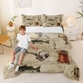 thumbnail image 2 of Castle Fairy Vintage Fishing Gear Tile Queen Comforter Set 3 Pieces,Rod Reel Bass Script Paper Seamless Print Comforter Sets Queen,Sepia Cream,Black Reversible,1 Comforter and 2 Pillowcases, 2 of 6