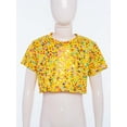 thumbnail image 4 of LiiYii Kids Girls Sparkly Leopard Print Jazz Hip Hop Disco Dance Crop Tops Dancewear Short Sleeve T-Shirt Yellow 11-12, 4 of 7