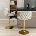 thumbnail image 4 of 2PCS Swivel Bar Stools, PU Leather Height Adjustable Bar Chairs with Rivets, Counter Stools with Padded Seat & Gold Metal Legs,Button Design Side Chairs,for Home Bar Dining Room, 4 of 9