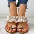 thumbnail image 5 of Women Flat Sandals,Sweet Cute Pearls Pineapple Sandals Clip Toe Flip Flops Boho Casual Flat Slippers Beach Shoes, 5 of 7