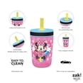 thumbnail image 4 of Zak Designs 15oz Disney Minnie Mouse Kelso Travel Straw Tumbler Plastic and Silicone with Leak-Proof Straw Valve for Kids, 2pcs Set, Minnie Mouse, 4 of 5