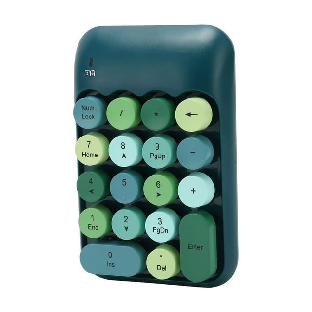 Pavé Numérique 2.4Ghz, Mini Pavé Numérique 18 Touches, Clavier Couleur Vintage et Touches Rondes, avec Récepteur USB pour PC, Bureau et Ordinateur Portable