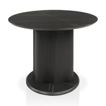 Furniture of America Elara Faux Marble Iron Pedestal Round Dining Table in Black