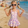 thumbnail image 3 of COEQINE Swim Dress for Girls with Built-in Liner & Flowy Skirt, Scoop U-Neck V-Back Playful Tankini Style Swimsuit for 3-4 Year Olds, Polyester Spandex Blend, Axolotl Daisy Purple, 3 of 8