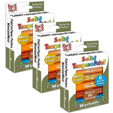 Kwik Stix Solid Tempera Paint Earth Tones 6 Per Pack 3 Packs (TPG676-3)