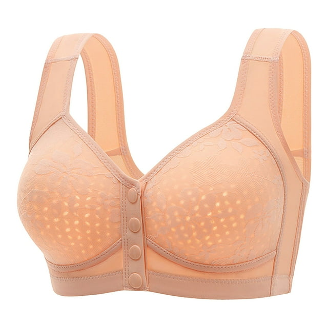 MIASHUI Bras for Women Front Side Buckle Lace Edge without Steel Ring Movement Seamless Gathering Adjustment Yoga Sleep Large Bra