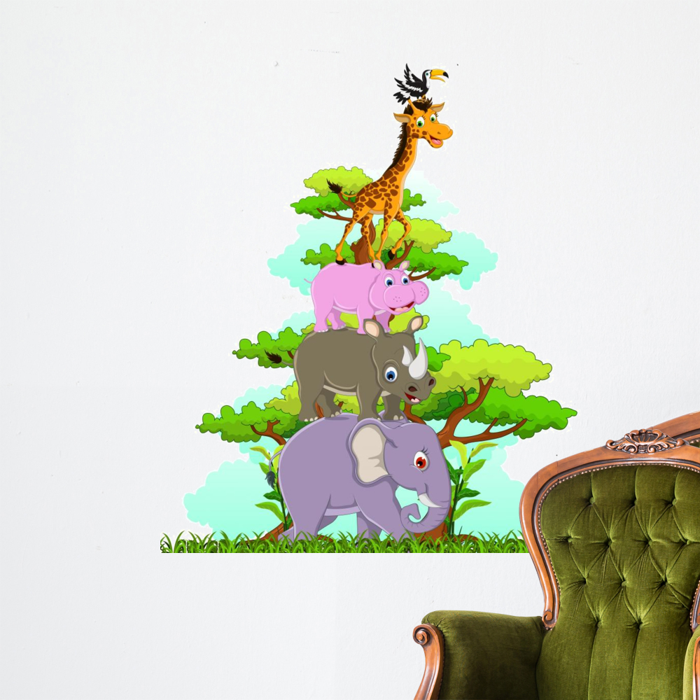 Safari Animals Wall Decal Wallmonkeys Peel and Stick Graphic (48 in H x ...