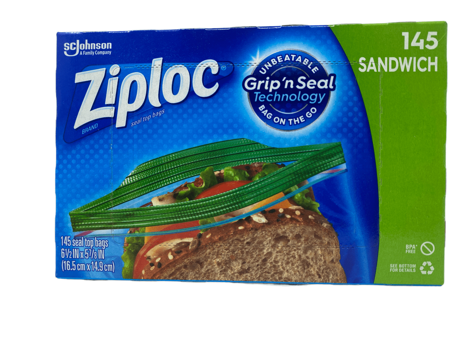 Ziploc Brand Sandwich Bags with Grip 'n Seal Technology, 300, Clear