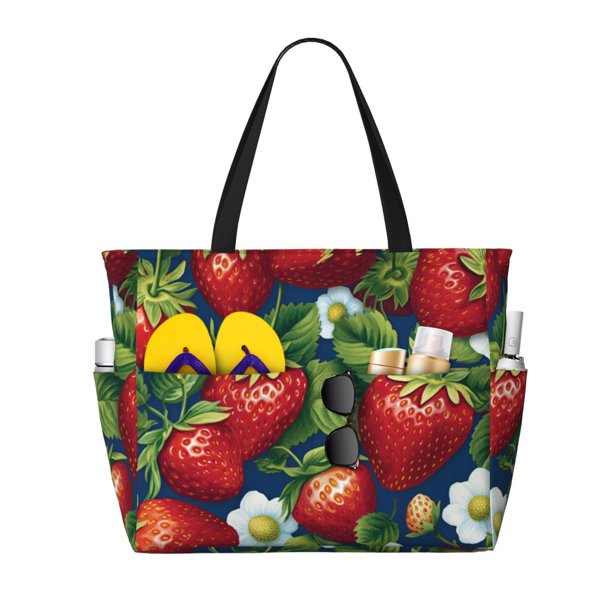 Disketp Strawberry2 Bolsa de Playa de Gran Capacidad, Bolso Impermeable y a Prueba de Arena para Mujer, Ideal para Playa, Piscina y Natación