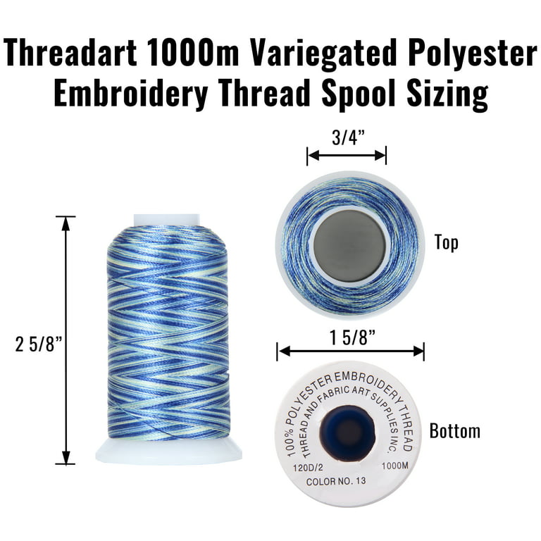  Threadart Variegated Polyester Embroidery Thread - 40wt - 1000m  - 25 Colors Available - No. 18 - Arabian Nights