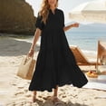 thumbnail image 2 of Laqbezok Women's V-Neck Tiered Midi Dress, Casual Short Sleeve Cuffed Summer Sundress, Loose Fit Ruffle Flowy Boho Gown, 2 of 4