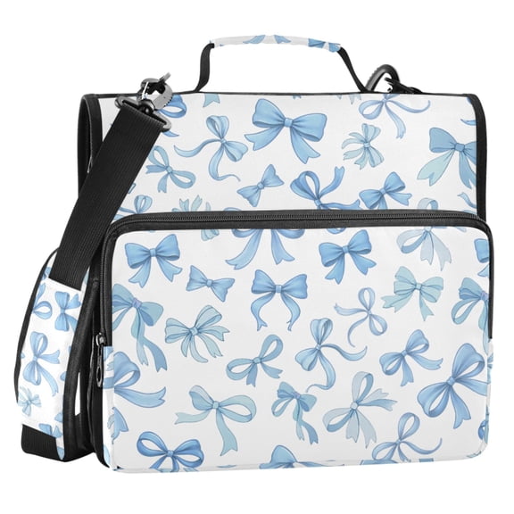 ALAZA Zipper Binder Coquette Bows Blue 2 in 3 Ring Trapper Keeper 500 Sheet Capacity File Folder Organizer Bag
