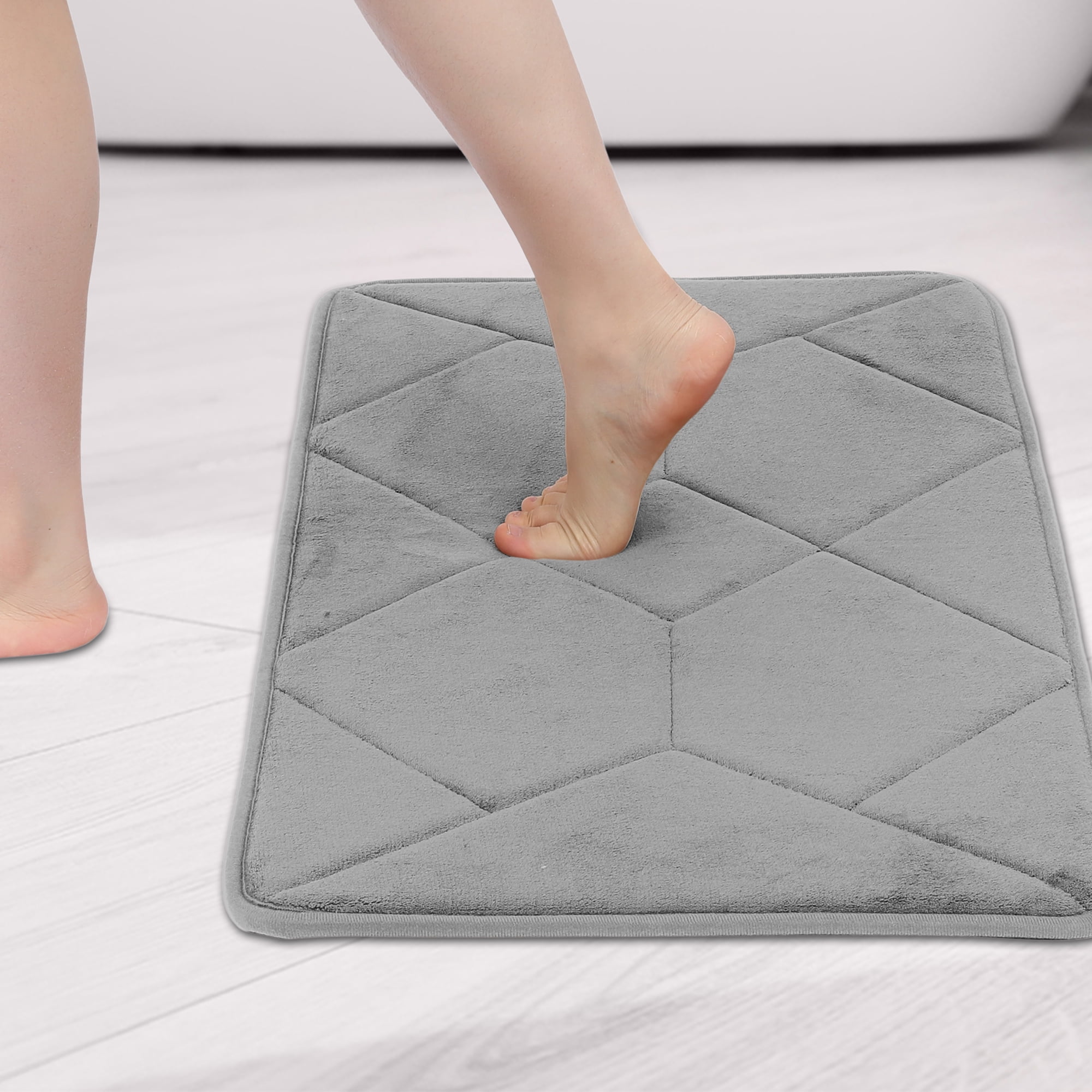 Unique Bargains Memory Foam Quick Dry Washable Non Slip Rugs Gray 16" x 24"