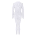thumbnail image 4 of Lisingtool Work Pants for Women 2 Piece Outfits Women Black Stretchy Mesh Long Sleeve Blouse Bodycon Pants Set Pants for Women White, 4 of 8